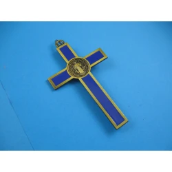 Krzyż metalowy z medalem Św.Benedykta 12 cm NZŁ